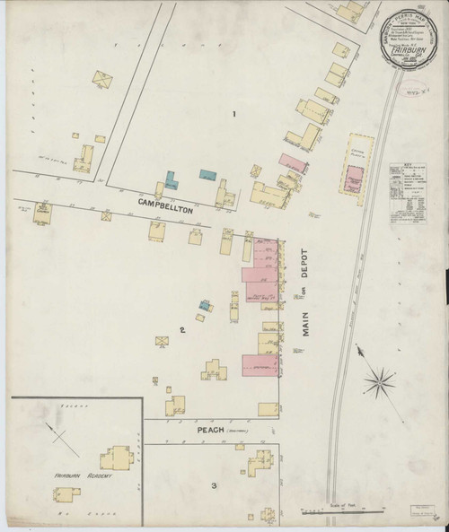 Fairburn Georgia 1892 - Fire Insurance Index - Old Map Reprint
