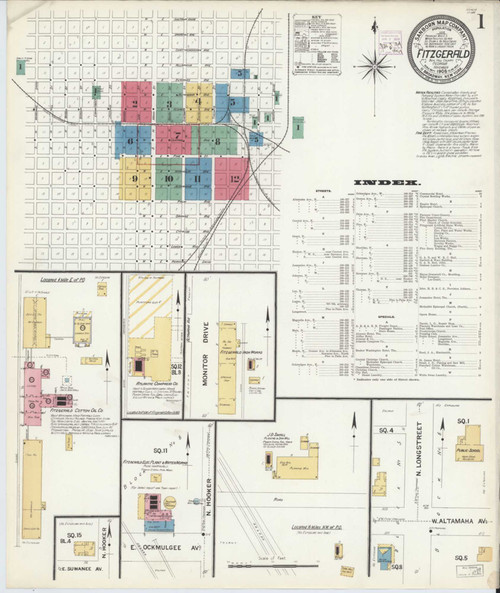 Fitzgerald Georgia 1908 - Fire Insurance Index - Old Map Reprint