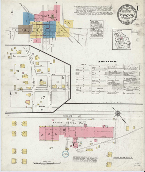 Forsyth Georgia 1920 - Fire Insurance Index - Old Map Reprint