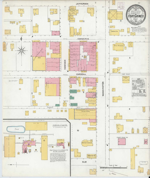 Fort Gaines Georgia 1905 - Fire Insurance Index - Old Map Reprint