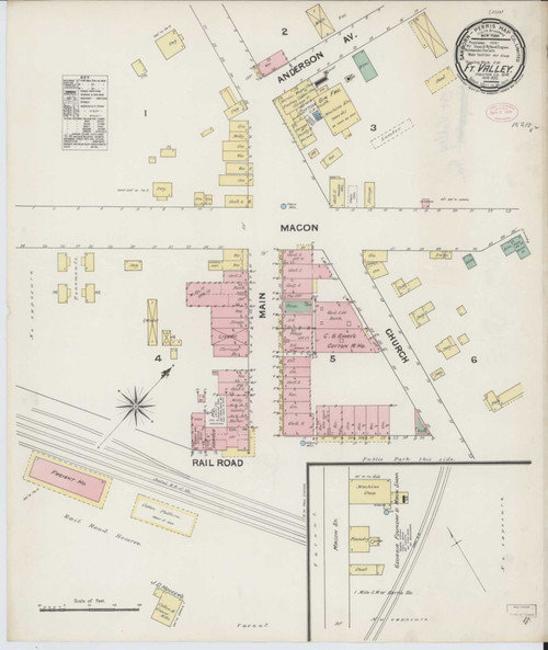 Fort Valley Georgia 1890 - Fire Insurance Index - Old Map Reprint