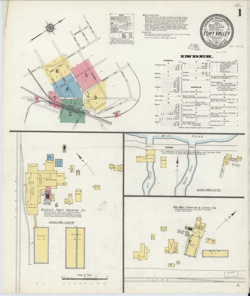 Fort Valley Georgia 1911 - Fire Insurance Index - Old Map Reprint