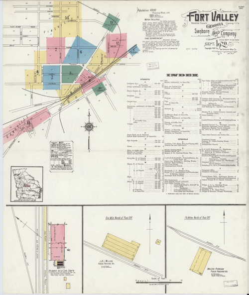Fort Valley Georgia 1920 - Fire Insurance Index - Old Map Reprint