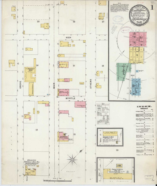 Gainesville Georgia 1898 - Fire Insurance Index - Old Map Reprint