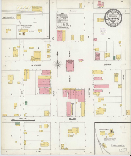 Greenville Georgia 1903 - Fire Insurance Index - Old Map Reprint