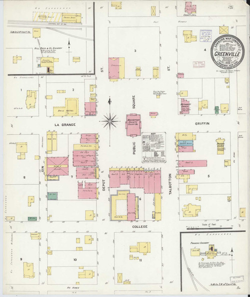 Greenville Georgia 1908 - Fire Insurance Index - Old Map Reprint