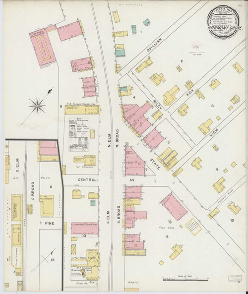 Harmony Grove Georgia 1895 - Fire Insurance Index - Old Map Reprint