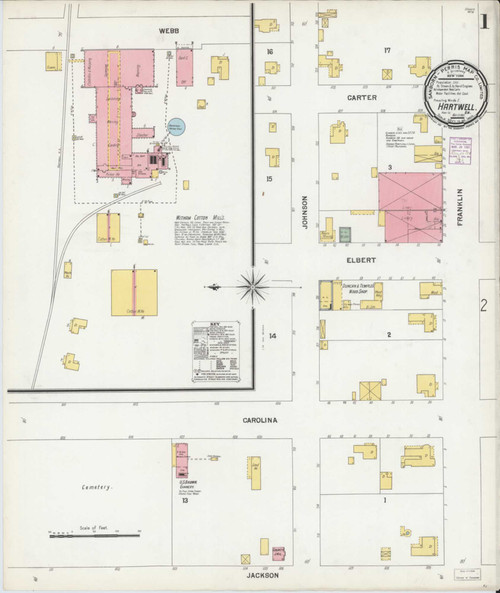 Hartwell Georgia 1901 - Fire Insurance Index - Old Map Reprint