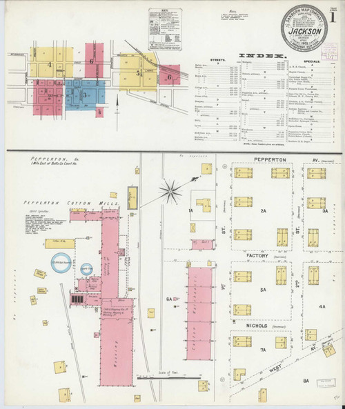 Jackson Georgia 1905 - Fire Insurance Index - Old Map Reprint