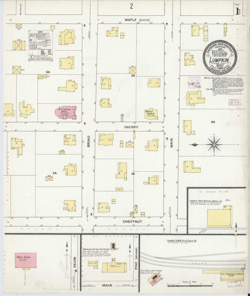 Lumpkin Georgia 1909 - Fire Insurance Index - Old Map Reprint