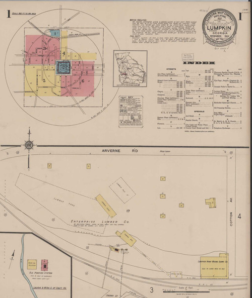 Lumpkin Georgia 1922 - Fire Insurance Index - Old Map Reprint