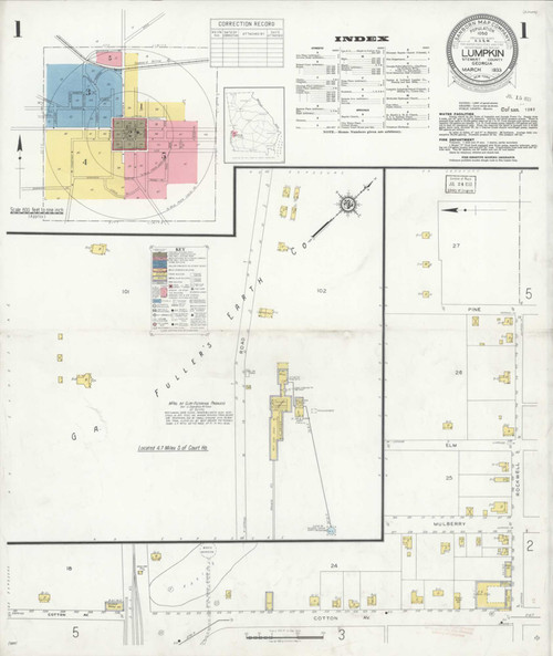 Lumpkin Georgia 1933 - Fire Insurance Index - Old Map Reprint