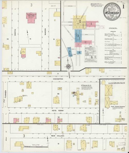 Mcdonough Georgia 1911 - Fire Insurance Index - Old Map Reprint