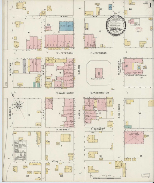 Madison Georgia 1895 - Fire Insurance Index - Old Map Reprint