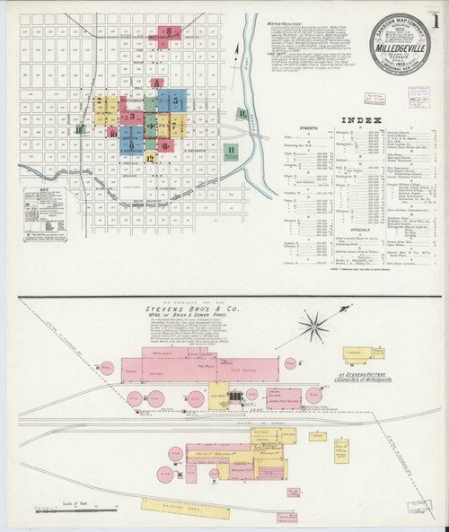 Milledgeville Georgia 1908 - Fire Insurance Index - Old Map Reprint