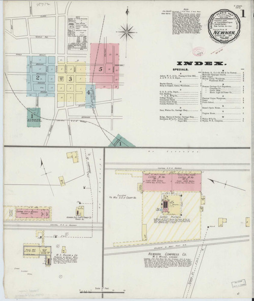 Newnan Georgia 1895 - Fire Insurance Index - Old Map Reprint