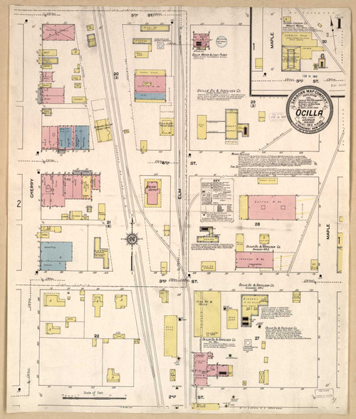 Ocilla Georgia 1912 - Fire Insurance Index - Old Map Reprint