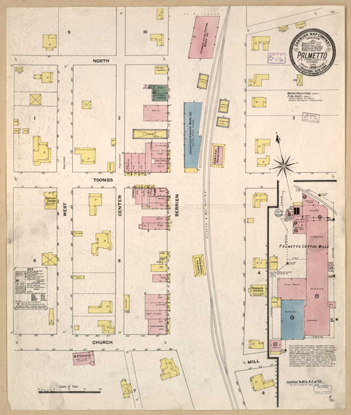 Palmetto Georgia 1909 - Fire Insurance Index - Old Map Reprint