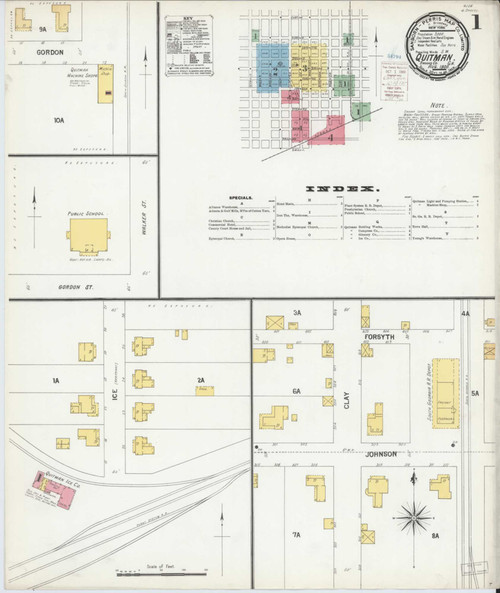 Quitman Georgia 1900 - Fire Insurance Index - Old Map Reprint
