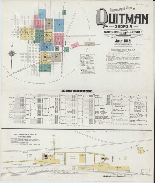 Quitman Georgia 1912 - Fire Insurance Index - Old Map Reprint