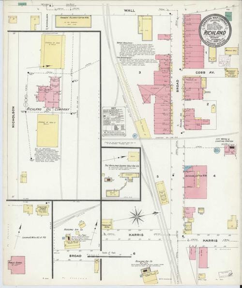 Richland Georgia 1908 - Fire Insurance Index - Old Map Reprint