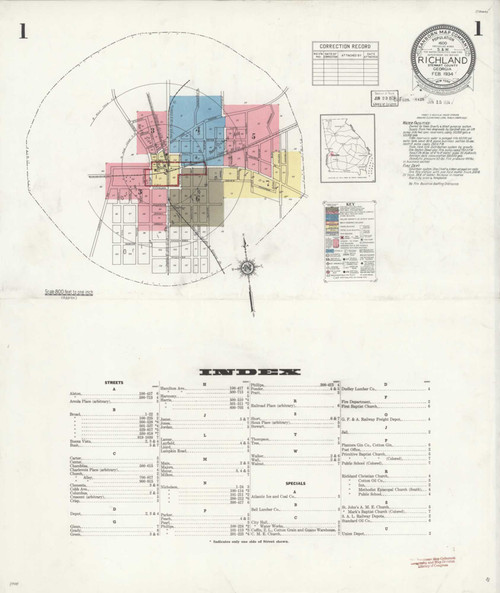 Richland Georgia 1934 - Fire Insurance Index - Old Map Reprint