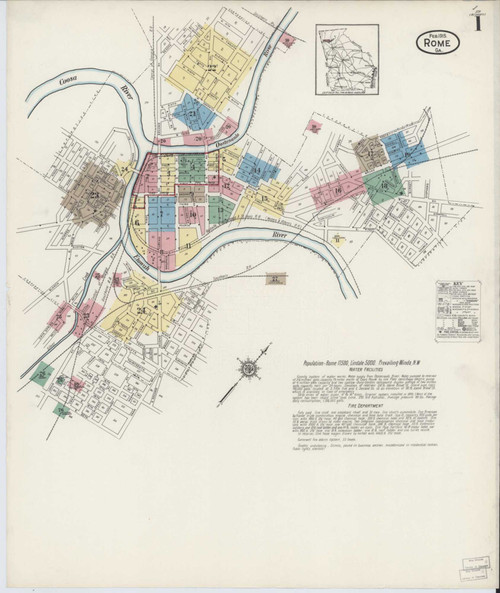Rome Georgia 1915 - Fire Insurance Index - Old Map Reprint