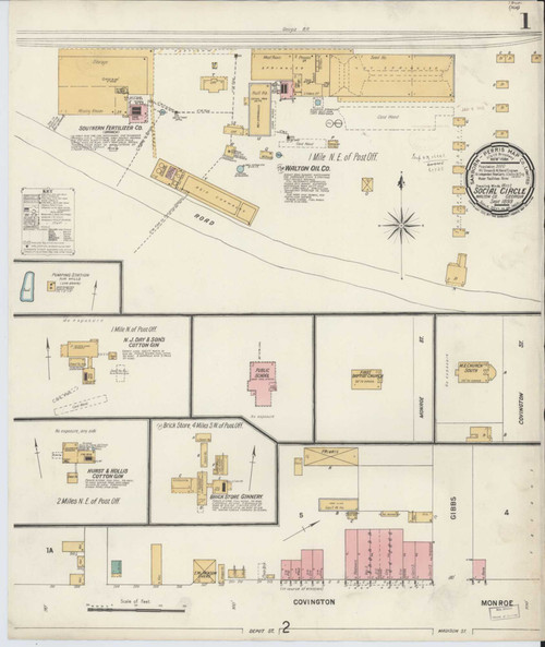 Social Circle Georgia 1899 - Fire Insurance Index - Old Map Reprint
