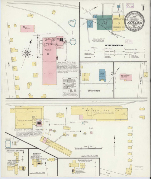 Social Circle Georgia 1909 - Fire Insurance Index - Old Map Reprint