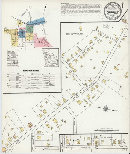 Sparta Georgia 1920 - Fire Insurance Index - Old Map Reprint
