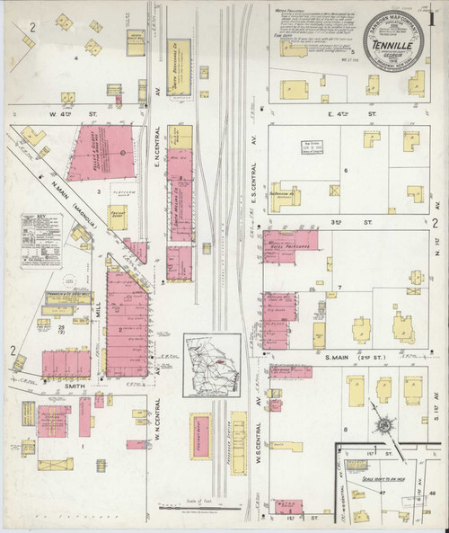 Tennille Georgia 1918 - Fire Insurance Index - Old Map Reprint