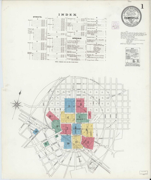 Thomasville Georgia 1905 - Fire Insurance Index - Old Map Reprint