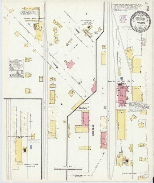 Vienna Georgia 1907 - Fire Insurance Index - Old Map Reprint
