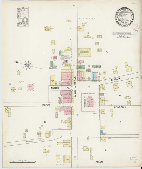 Warrenton Georgia 1890 - Fire Insurance Index - Old Map Reprint