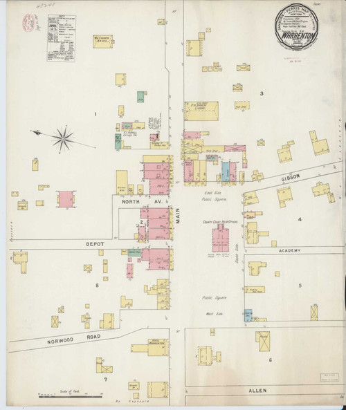 Warrenton Georgia 1895 - Fire Insurance Index - Old Map Reprint