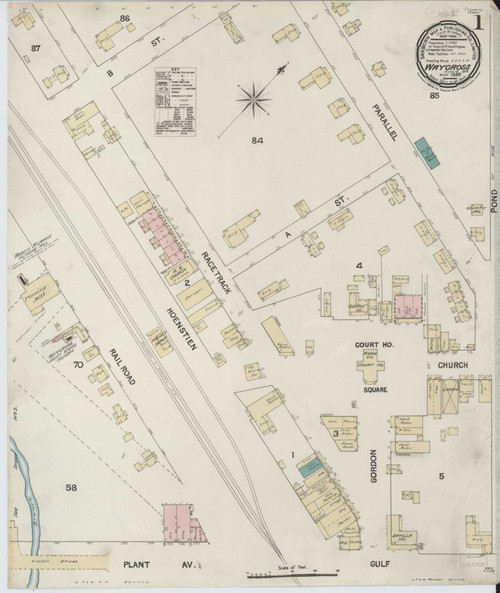 Waycross Georgia 1889 - Fire Insurance Index - Old Map Reprint