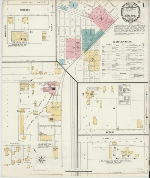 Waycross Georgia 1897 - Fire Insurance Index - Old Map Reprint