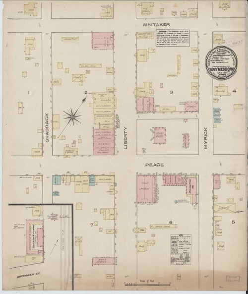 Waynesboro Georgia 1885 - Fire Insurance Index - Old Map Reprint