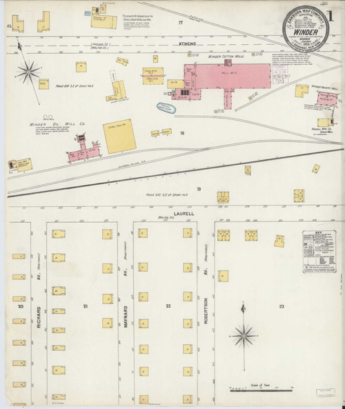 Winder Georgia 1903 - Fire Insurance Index - Old Map Reprint