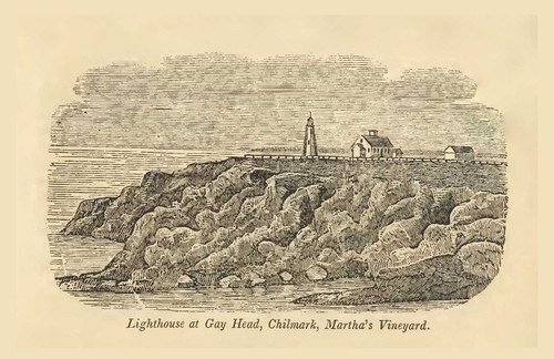 Chilmark, Lighthouse at Gay Head, Massachusetts 1839 - John Warner Barber Landscape View - Note Card