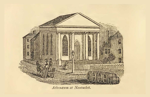 Nantucket Athenaeum, Massachusetts 1839 - John Warner Barber Landscape View - Note Card