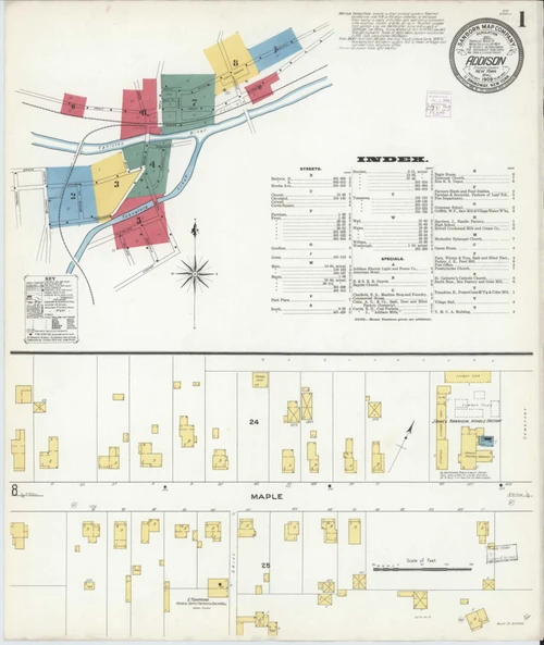 Addison New York 1909 - Fire Insurance Index - Old Map Reprint