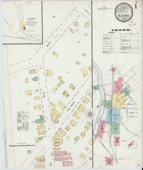 Allegany New York 1897 - Fire Insurance Index - Old Map Reprint