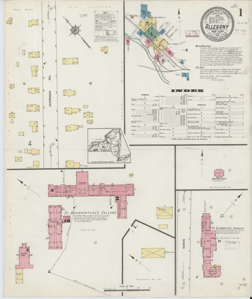 Allegany New York 1913 - Fire Insurance Index - Old Map Reprint