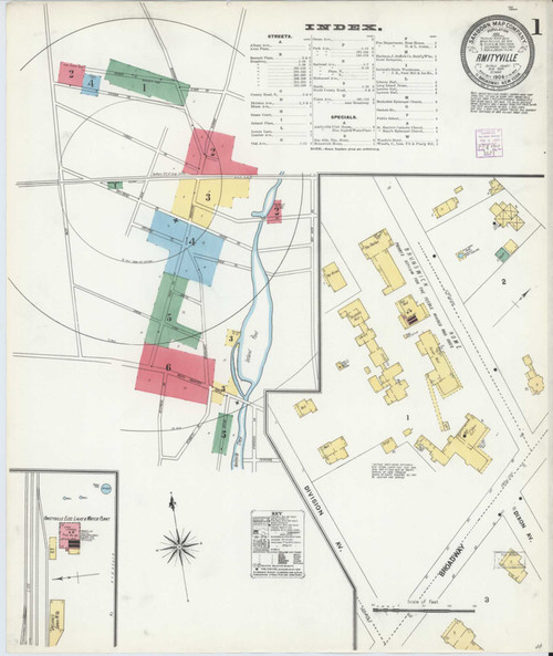 Amityville New York 1904 - Fire Insurance Index - Old Map Reprint