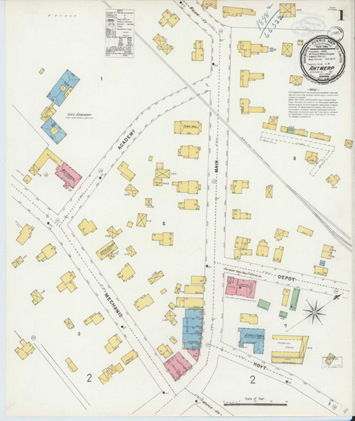 Antwerp New York 1898 - Fire Insurance Index - Old Map Reprint
