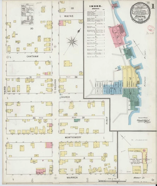 Athens New York 1895 - Fire Insurance Index - Old Map Reprint