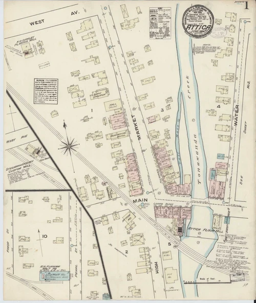 Attica New York 1884 - Fire Insurance Index - Old Map Reprint
