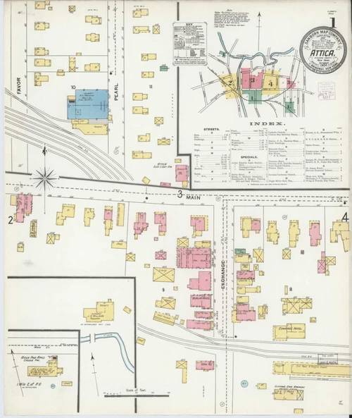 Attica New York 1904 - Fire Insurance Index - Old Map Reprint