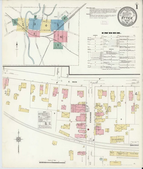 Attica New York 1912 - Fire Insurance Index - Old Map Reprint